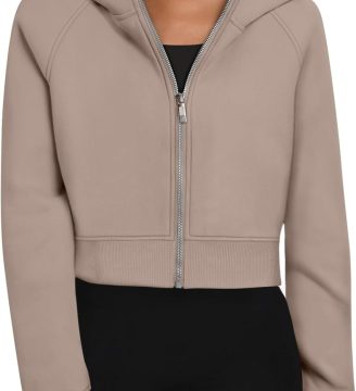 Womens Zip Up Hoodies Jackets Cropped Sweatshirts Fleece Fall Outfits Casual Comfy Y2k Tops Winter Clothes 2025
