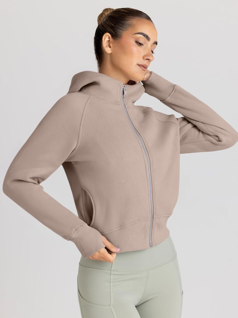 Womens Zip Up Hoodies Jackets Cropped Sweatshirts Fleece Fall Outfits Casual Comfy Y2k Tops Winter Clothes 2025 - Image 3